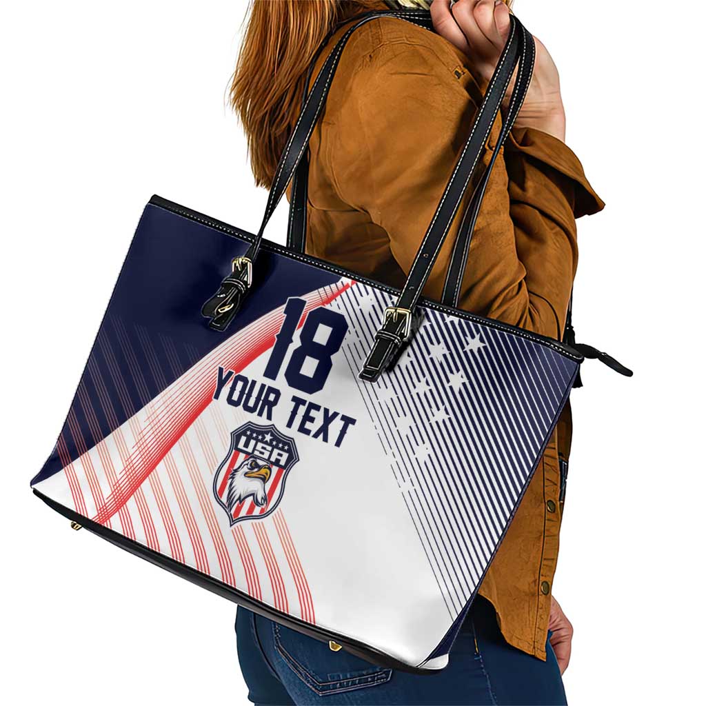 Custom USA Soccer Leather Tote Bag Play With Pride - Wonder Print Shop