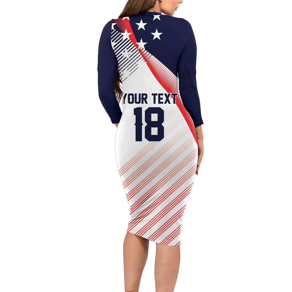 Custom USA Soccer Long Sleeve Bodycon Dress Play With Pride - Wonder Print Shop