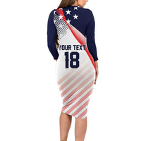Custom USA Soccer Long Sleeve Bodycon Dress Play With Pride - Wonder Print Shop