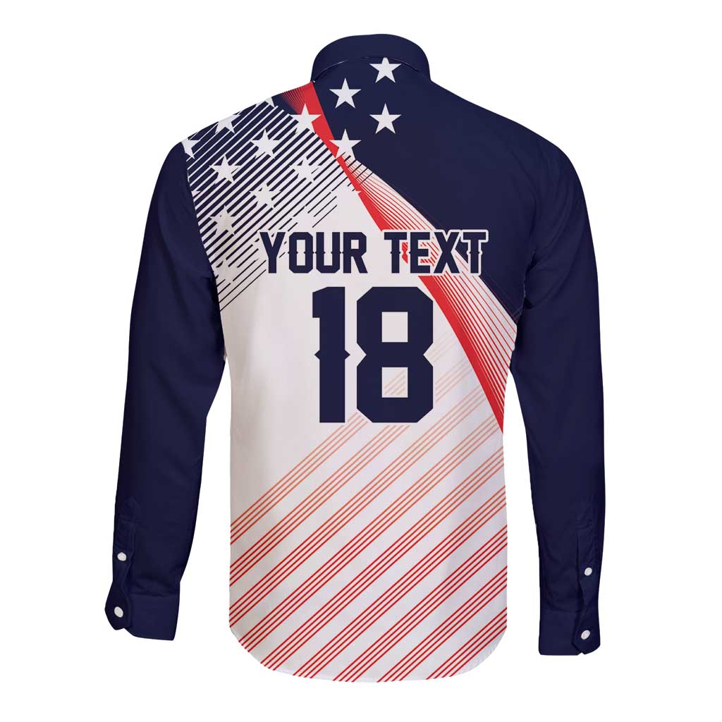 Custom USA Soccer Long Sleeve Button Shirt Play With Pride - Wonder Print Shop