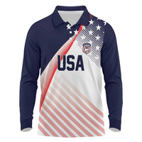 Custom USA Soccer Long Sleeve Polo Shirt Play With Pride - Wonder Print Shop
