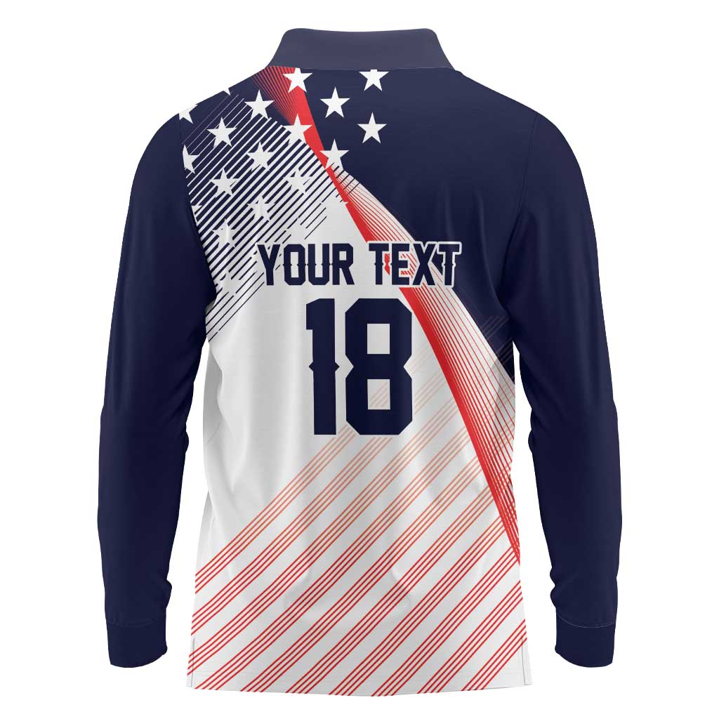 Custom USA Soccer Long Sleeve Polo Shirt Play With Pride - Wonder Print Shop