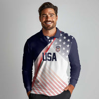 Custom USA Soccer Long Sleeve Polo Shirt Play With Pride - Wonder Print Shop