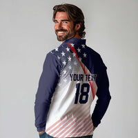 Custom USA Soccer Long Sleeve Polo Shirt Play With Pride - Wonder Print Shop