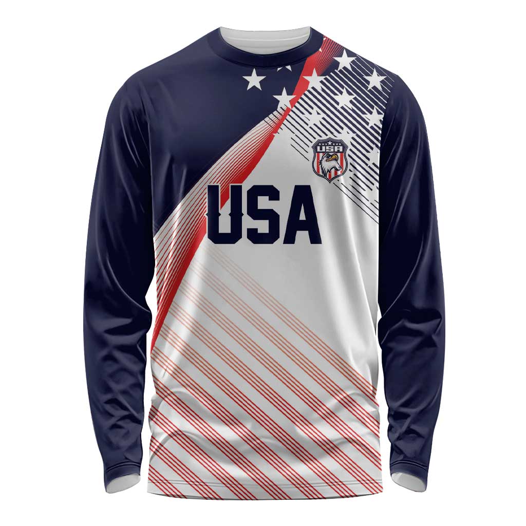 Custom USA Soccer Long Sleeve Shirt Play With Pride - Wonder Print Shop