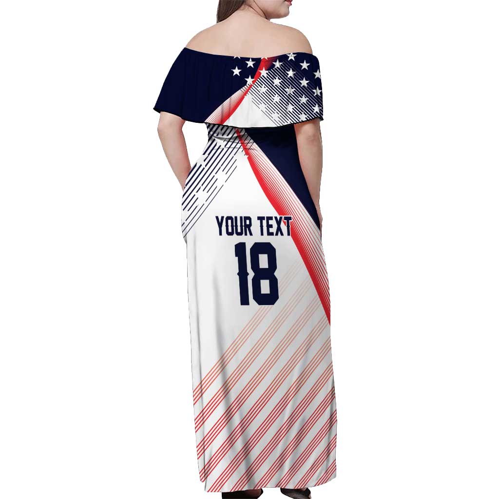 Custom USA Soccer Off Shoulder Maxi Dress Play With Pride - Wonder Print Shop
