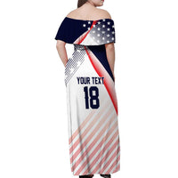Custom USA Soccer Off Shoulder Maxi Dress Play With Pride - Wonder Print Shop