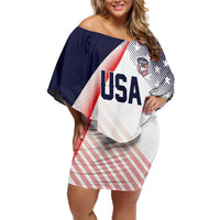 Custom USA Soccer Off Shoulder Short Dress Play With Pride - Wonder Print Shop