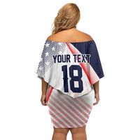 Custom USA Soccer Off Shoulder Short Dress Play With Pride - Wonder Print Shop
