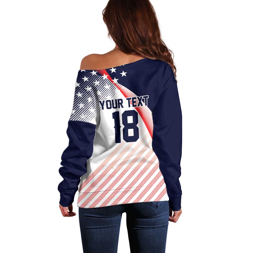 Custom USA Soccer Off Shoulder Sweater Play With Pride - Wonder Print Shop