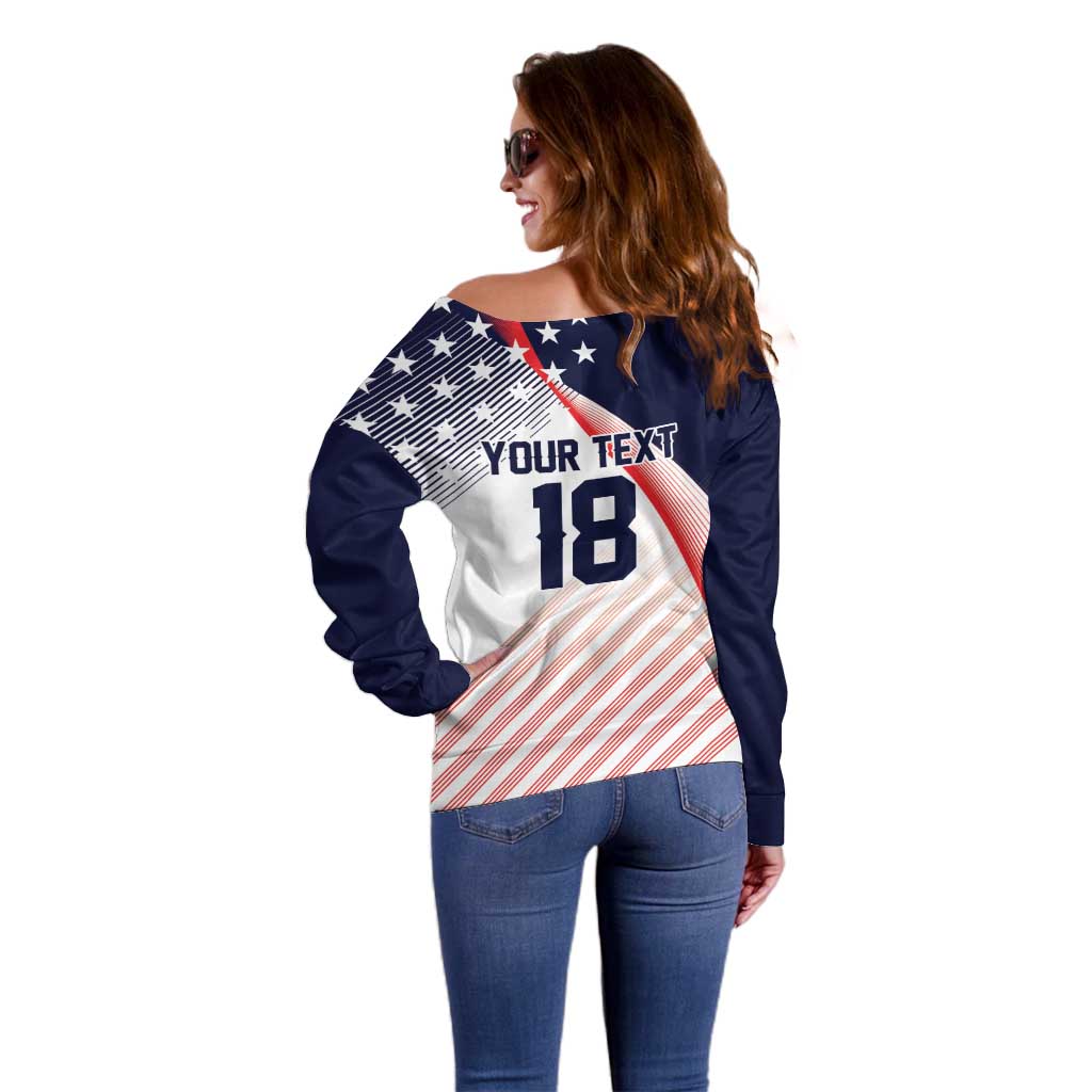 Custom USA Soccer Off Shoulder Sweater Play With Pride - Wonder Print Shop