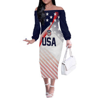 Custom USA Soccer Off The Shoulder Long Sleeve Dress Play With Pride - Wonder Print Shop