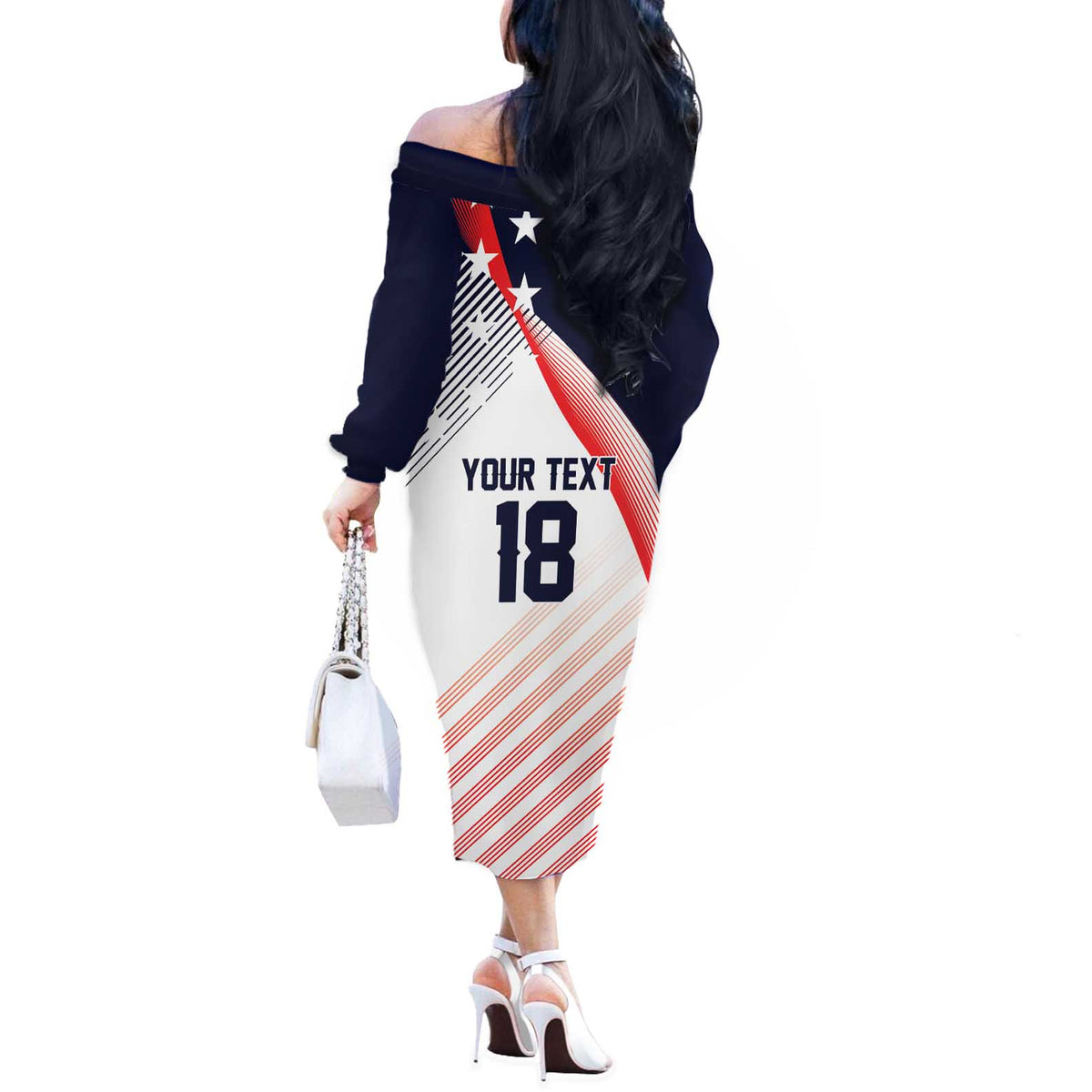 Custom USA Soccer Off The Shoulder Long Sleeve Dress Play With Pride - Wonder Print Shop