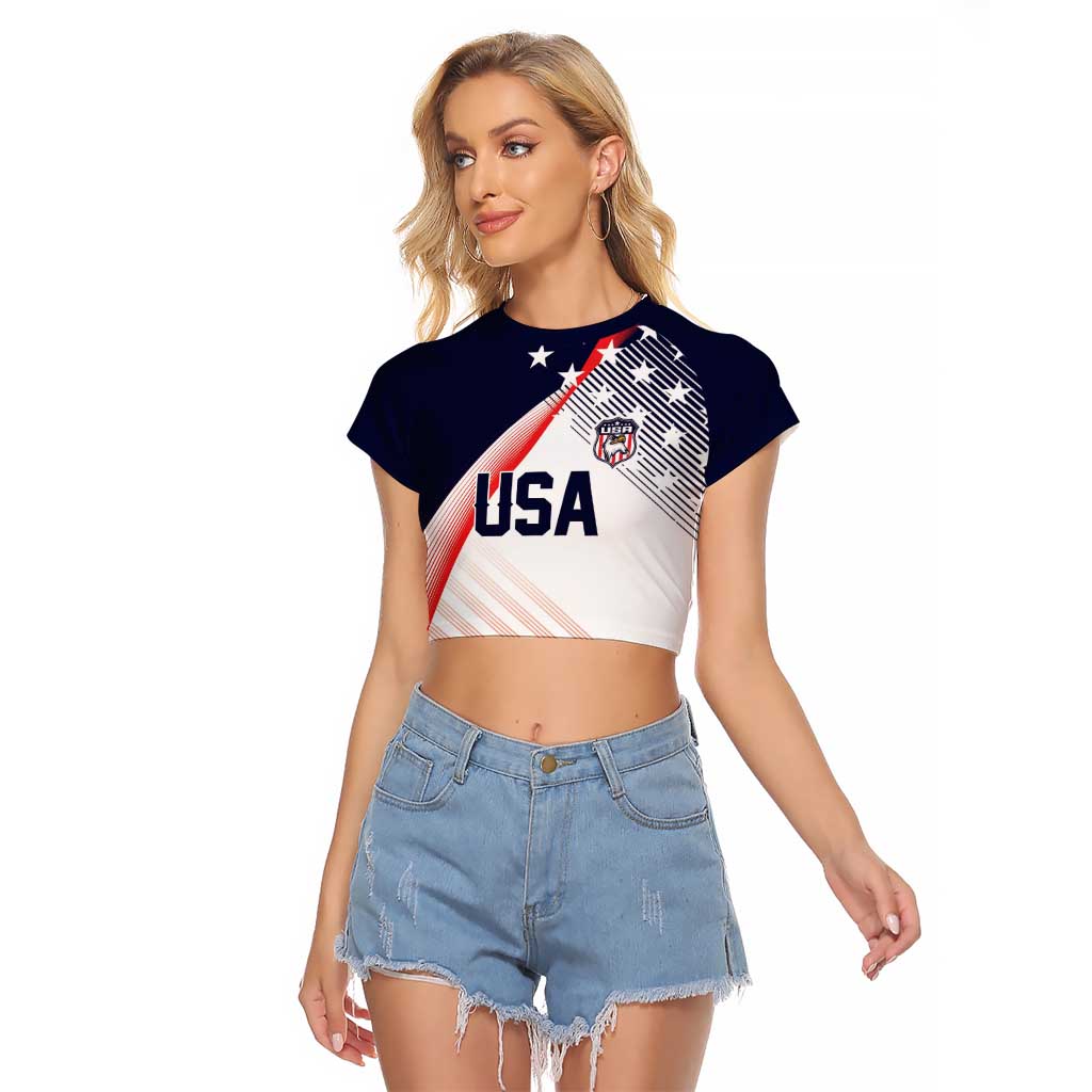Custom USA Soccer Raglan Cropped T Shirt Play With Pride - Wonder Print Shop