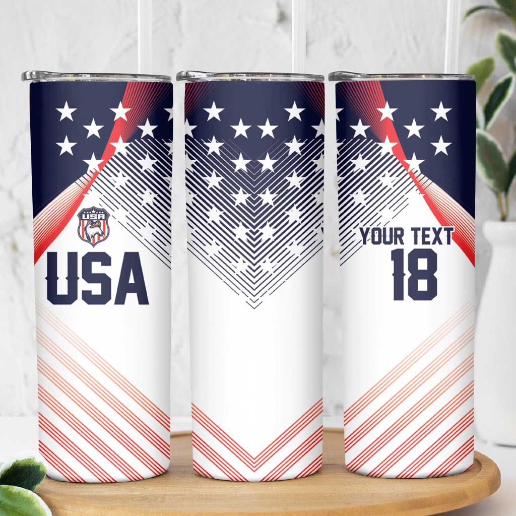 Custom USA Soccer Skinny Tumbler Play With Pride - Wonder Print Shop