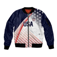 Custom USA Soccer Sleeve Zip Bomber Jacket Play With Pride - Wonder Print Shop