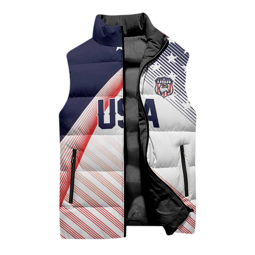 Custom USA Soccer Sleeveless Puffer Jacket Play With Pride - Wonder Print Shop