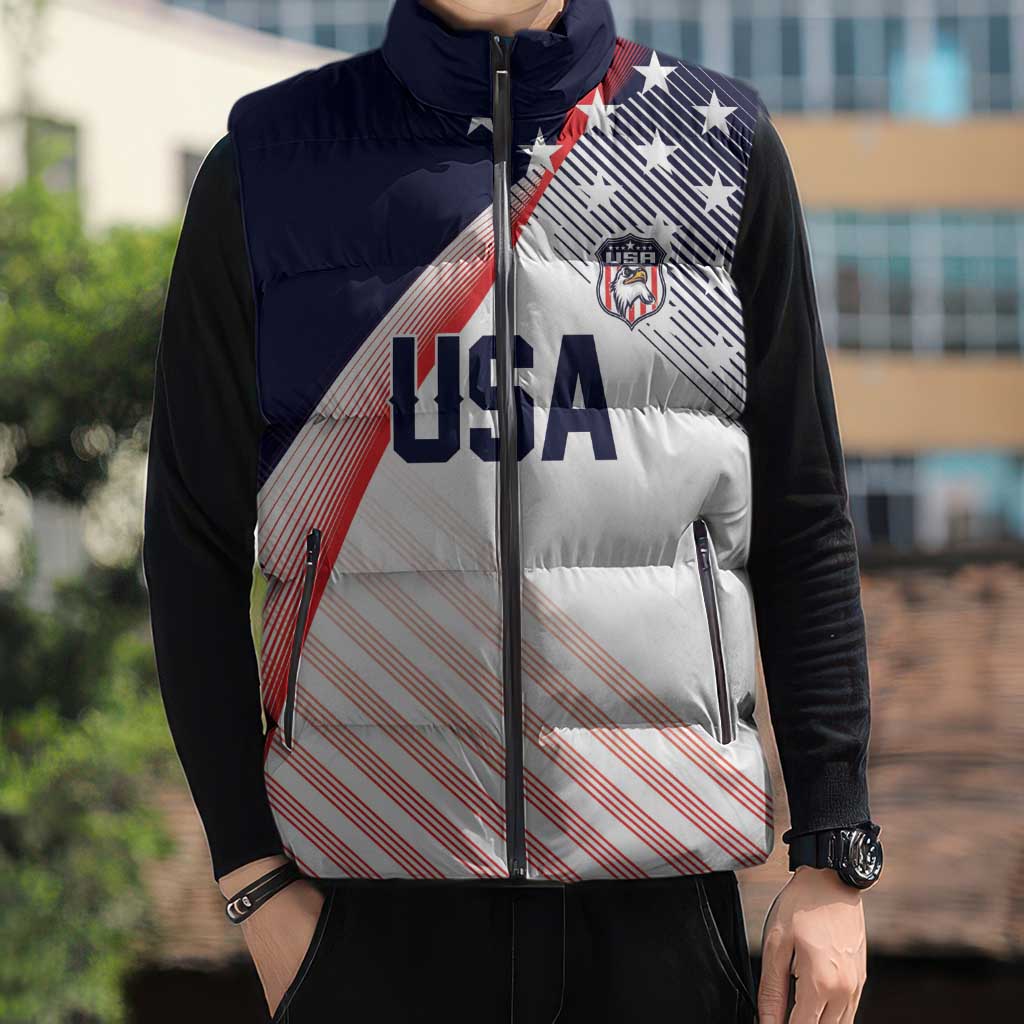 Custom USA Soccer Sleeveless Puffer Jacket Play With Pride - Wonder Print Shop