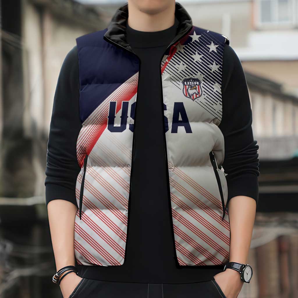 Custom USA Soccer Sleeveless Puffer Jacket Play With Pride - Wonder Print Shop