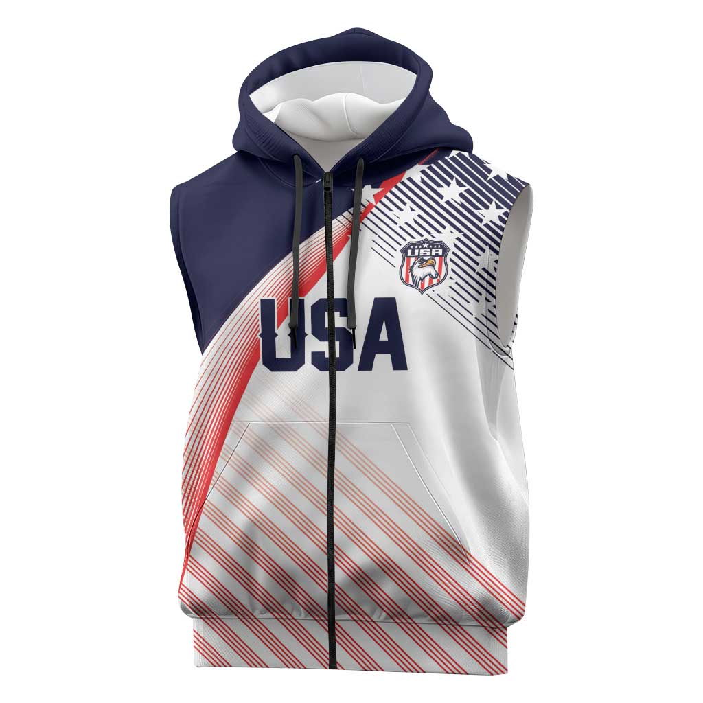 Custom USA Soccer Sleeveless Zip Hoodie Play With Pride - Wonder Print Shop