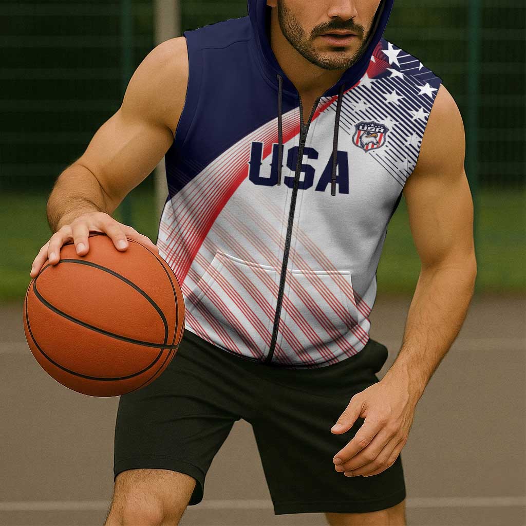 Custom USA Soccer Sleeveless Zip Hoodie Play With Pride - Wonder Print Shop