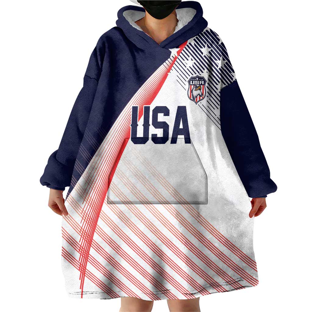 Custom USA Soccer Wearable Blanket Hoodie Play With Pride - Wonder Print Shop