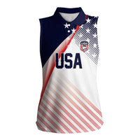 Custom USA Soccer Women Sleeveless Polo Shirt Play With Pride - Wonder Print Shop