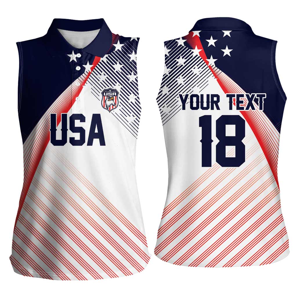 Custom USA Soccer Women Sleeveless Polo Shirt Play With Pride - Wonder Print Shop