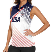 Custom USA Soccer Women Sleeveless Polo Shirt Play With Pride - Wonder Print Shop