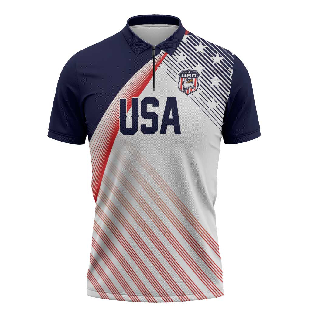 Custom USA Soccer Zipper Polo Shirt Play With Pride - Wonder Print Shop