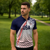 Custom USA Soccer Zipper Polo Shirt Play With Pride - Wonder Print Shop