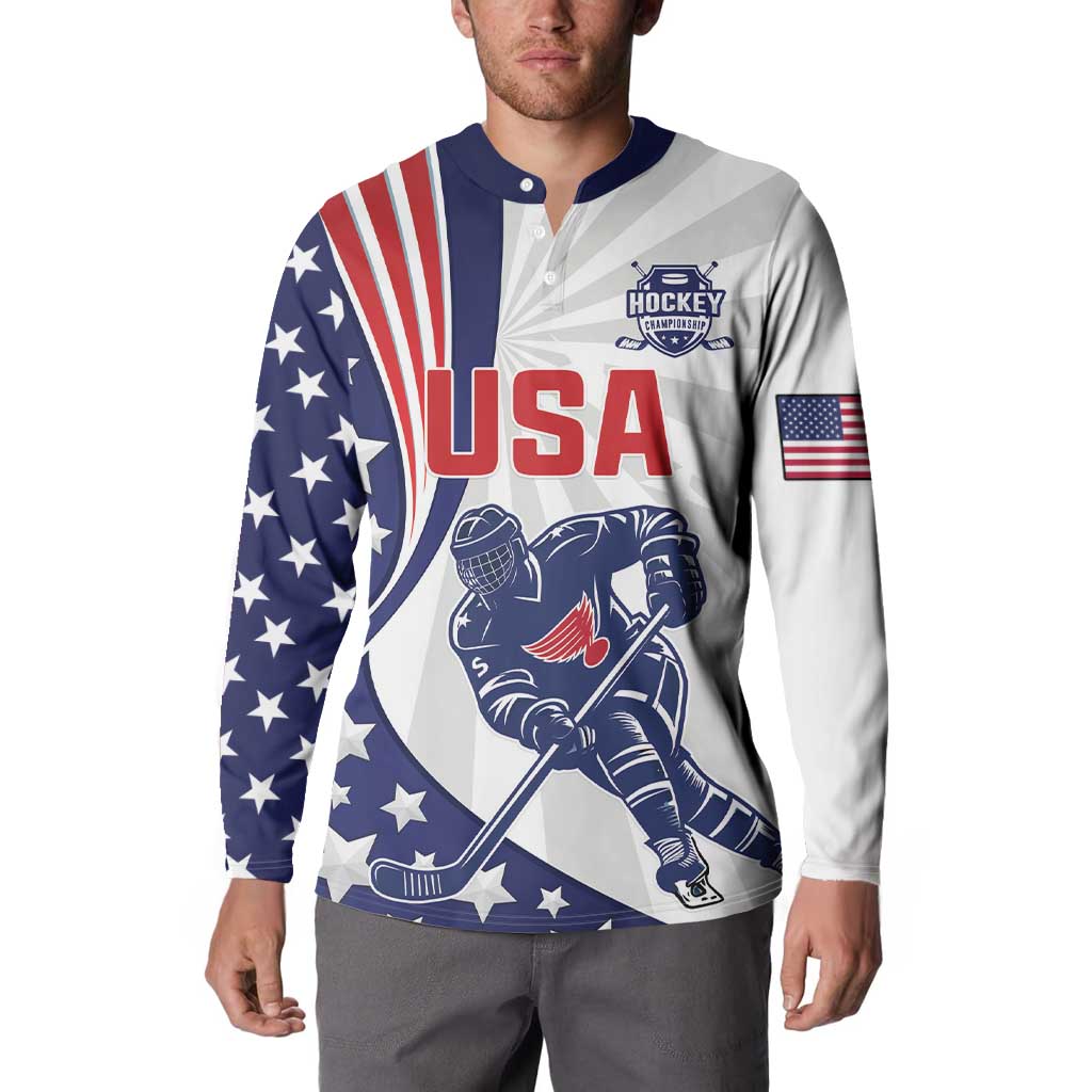 Custom United States Ice Hockey Button Sweatshirt USA Go Champions