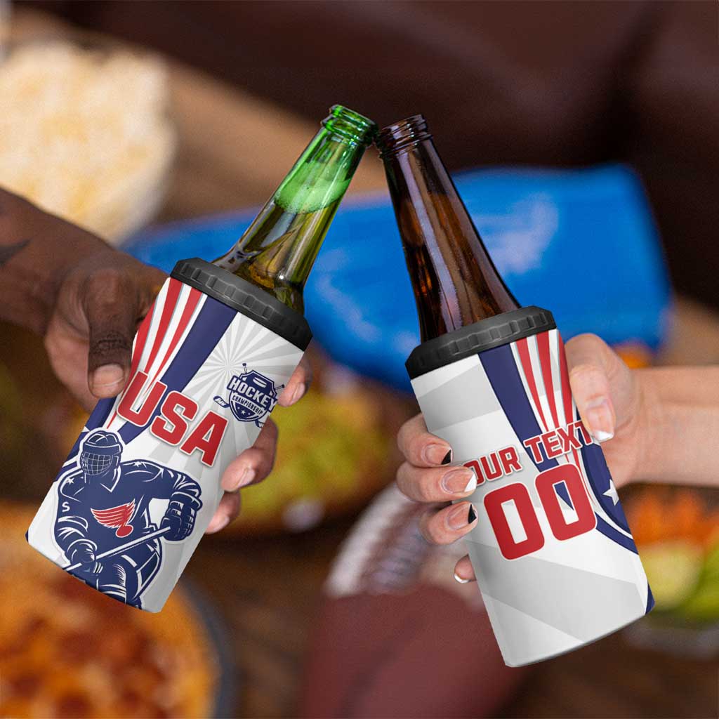 Custom United States Ice Hockey 4 in 1 Can Cooler Tumbler USA Go Champions