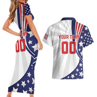Custom United States Ice Hockey Couples Matching Short Sleeve Bodycon Dress and Hawaiian Shirt USA Go Champions