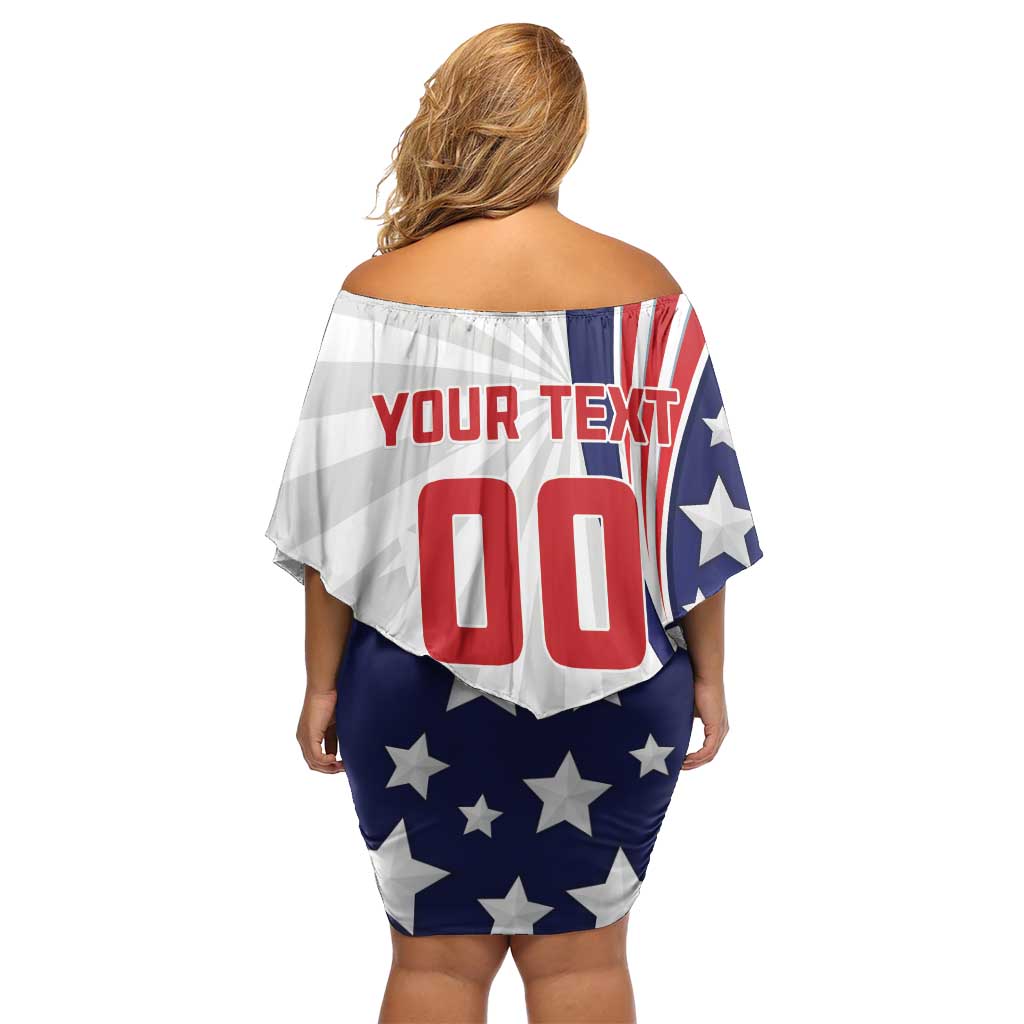 Custom United States Ice Hockey Family Matching Off Shoulder Short Dress and Hawaiian Shirt USA Go Champions