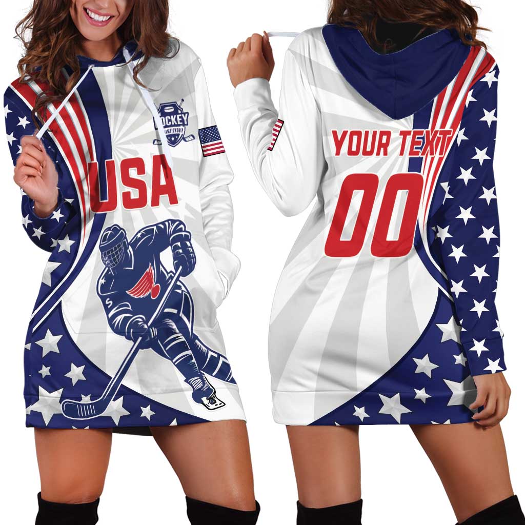 Custom United States Ice Hockey Hoodie Dress USA Go Champions