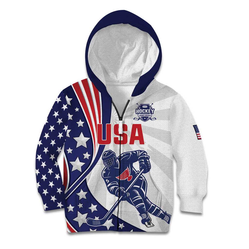 Custom United States Ice Hockey Kid Hoodie USA Go Champions