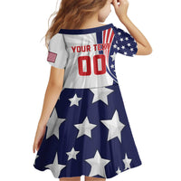 Custom United States Ice Hockey Kid Short Sleeve Dress USA Go Champions