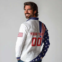 Custom United States Ice Hockey Long Sleeve Polo Shirt USA Go Champions
