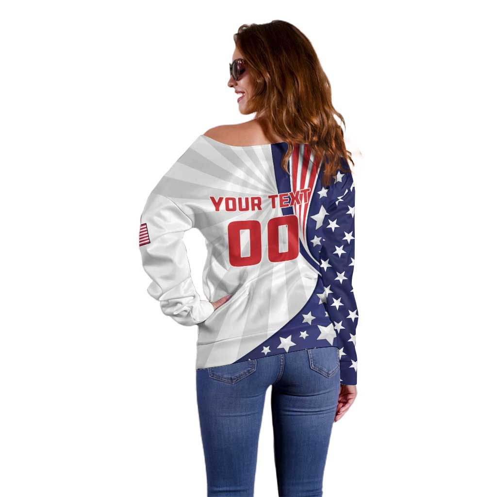 Custom United States Ice Hockey Off Shoulder Sweater USA Go Champions