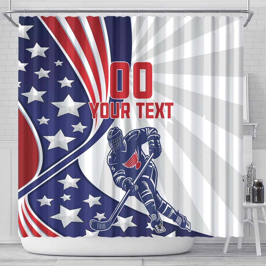 Custom United States Ice Hockey Shower Curtain USA Go Champions