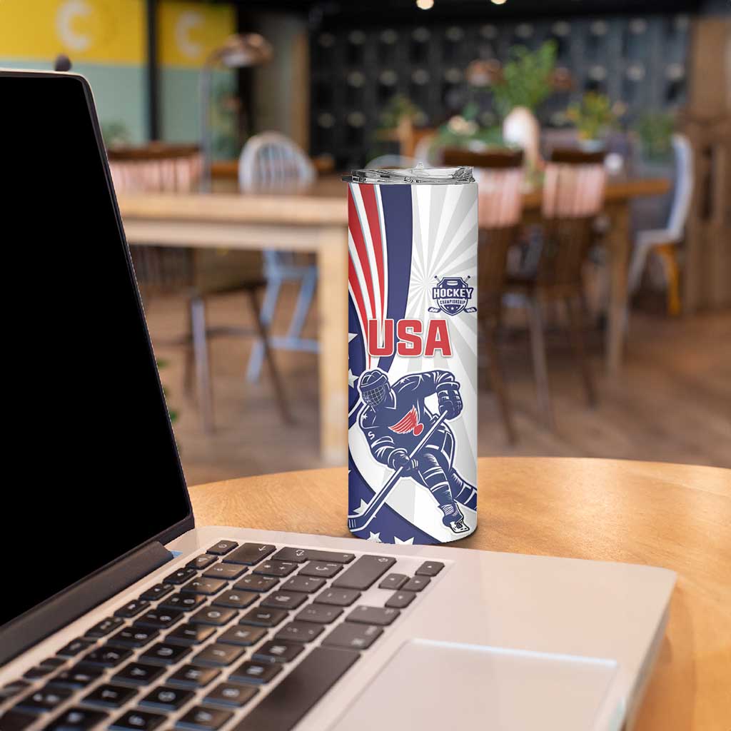 Custom United States Ice Hockey Skinny Tumbler USA Go Champions