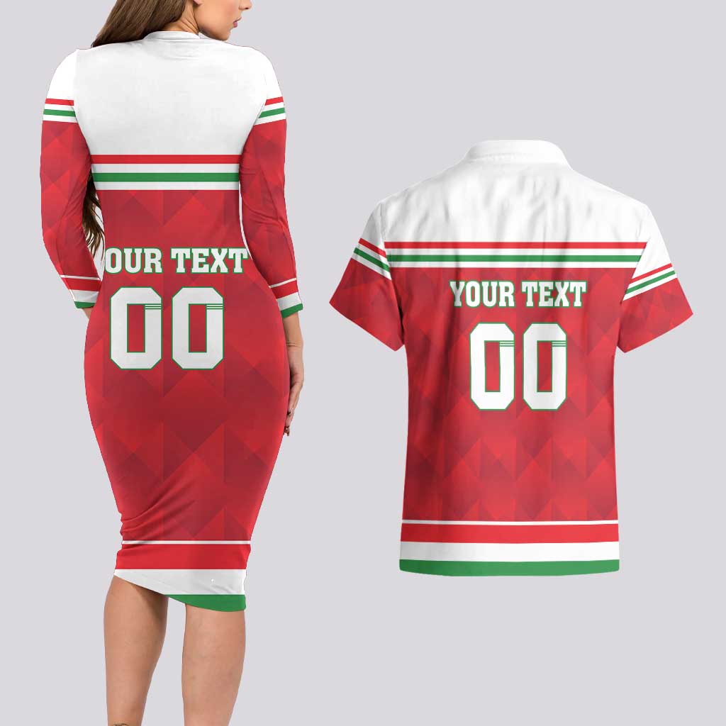 Custom Hungary Hockey Couples Matching Long Sleeve Bodycon Dress and Hawaiian Shirt Magyarorszag Sporty Style
