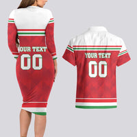 Custom Hungary Hockey Couples Matching Long Sleeve Bodycon Dress and Hawaiian Shirt Magyarorszag Sporty Style