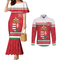 Custom Hungary Hockey Couples Matching Mermaid Dress and Long Sleeve Button Shirt Magyarorszag Sporty Style