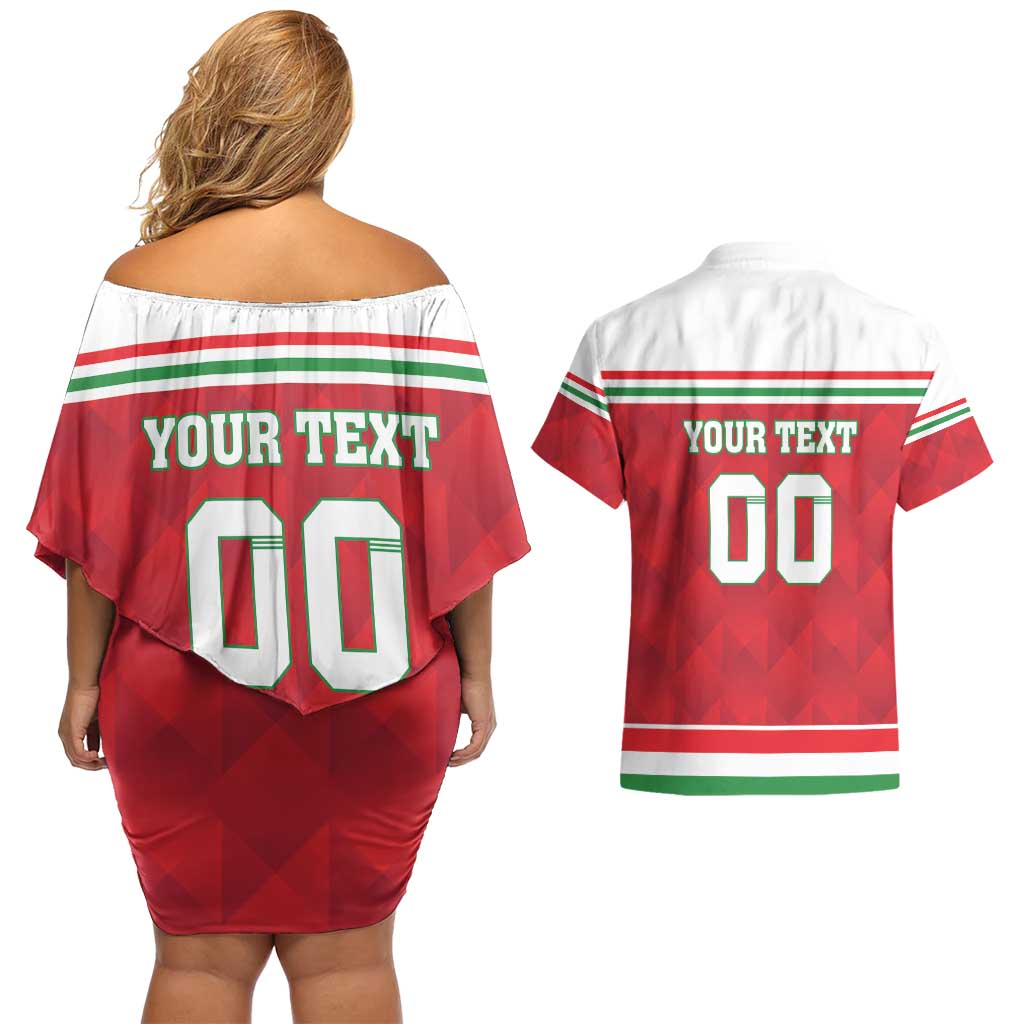 Custom Hungary Hockey Couples Matching Off Shoulder Short Dress and Hawaiian Shirt Magyarorszag Sporty Style