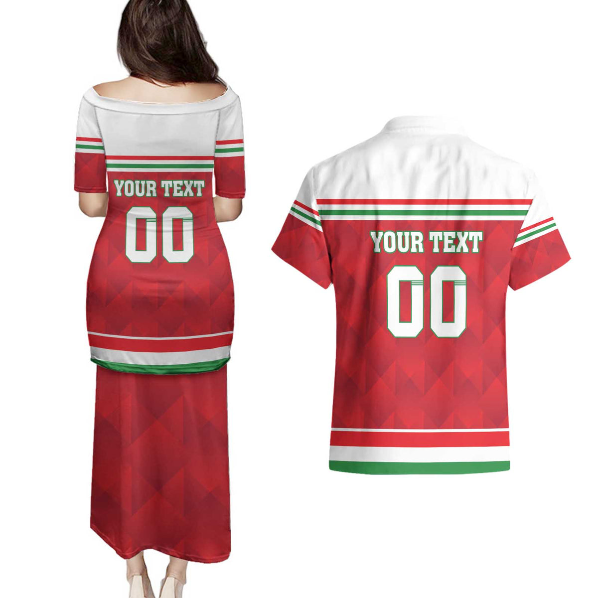Custom Hungary Hockey Couples Matching Puletasi and Hawaiian Shirt Magyarorszag Sporty Style