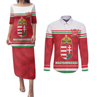 Custom Hungary Hockey Couples Matching Puletasi and Long Sleeve Button Shirt Magyarorszag Sporty Style