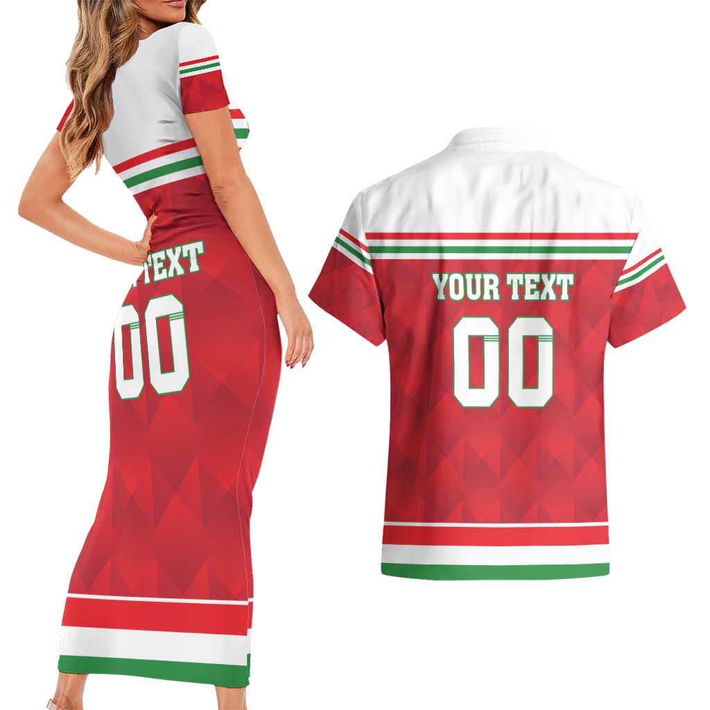 Custom Hungary Hockey Couples Matching Short Sleeve Bodycon Dress and Hawaiian Shirt Magyarorszag Sporty Style