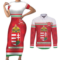 Custom Hungary Hockey Couples Matching Short Sleeve Bodycon Dress and Long Sleeve Button Shirt Magyarorszag Sporty Style